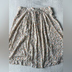 Vintage Russ Daisy Print Midi Skirt, Tan White. Women’s Sz 12